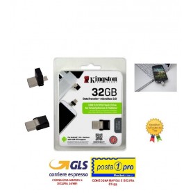 KINGSTON MICRODUO USB FLASH 32GB USB 3.0 COLORE NERO/GRIGIO DTDUO03/32GB